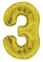 34" Gold Number 3 Balloon