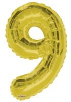 34" Gold Number 9 Balloon