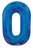 34" Royal Blue Number 0 Balloon