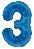 34" Royal Blue Number 3 Balloon