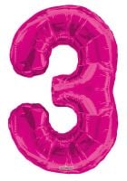 34" Pink Number 3 Balloon