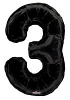 34" Black Number 3 Balloon