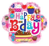 18" B-Day Flower Clear View Balloon