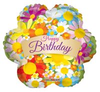09" Happy Birthday Flowers With Banner Balloon