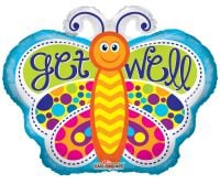 18" Shape Get Well Butterfly Balloon