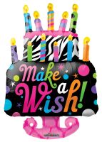 36" Make A Wish Cake Shape Balloon