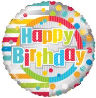 18" Happy Birthday Dots & Lines Balloon