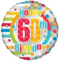 18" Happy 60th Birthday Dots & Lines Balloon