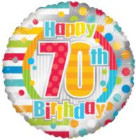 18" Happy 70th Birthday Dots & Lines Balloon