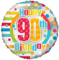 18" Happy 90th Birthday Dots & Lines Balloon