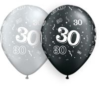 11" 30-A-Round Black and Silver (50pcs) Balloons