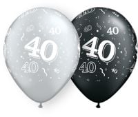 11" 40-A-Round Black and Silver (50pcs) Balloons