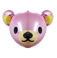 24" 3D Teddy Bear Head Baby Pink Balloon