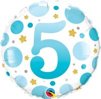 18" Age 5 Blue Dots Balloon