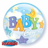 Bubble 22" Baby Boy Moon and Star Balloon