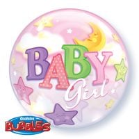 Bubble 22" Baby Girl Moon and Star Balloon