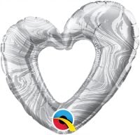 Mini Shape Open Marble Heart Silver Balloon