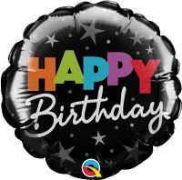 04" Birthday Stars Black Balloon