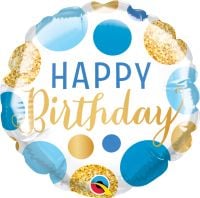 04" Birthday Blue and Gold Dots Balloon