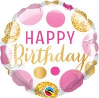 04" Birthday Pink and Gold Dots Balloon