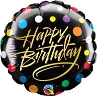 04" Birthday Gold Script and Dots Balloon
