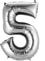 34" Silver Number 5 Balloon