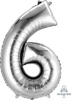 34" Silver Number 6 Balloon