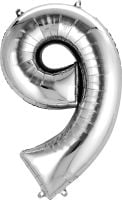 34" Silver Number 9 Balloon