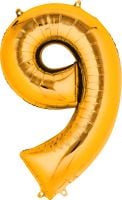 34" Gold Number 9 Balloon