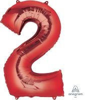 34" Red Number 2 Balloon