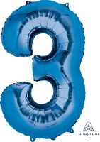 34" Blue Number 3 Balloon