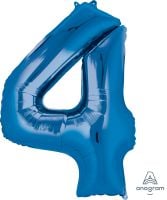 34" Blue Number 4 Balloon