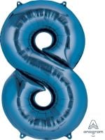 34" Blue Number 8 Balloon