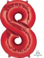 34" Red Number 8 Balloon
