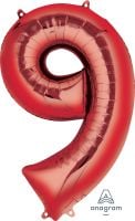34" Red Number 9 Balloon
