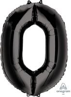 34" Black Number 0 Balloon