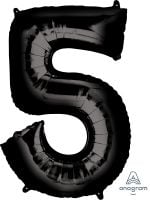 34" Black Number 5 Balloon