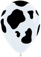 11" Cow Print Fashion White (50pcs) Balloons