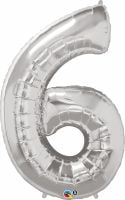34" Silver Number 6 Balloon