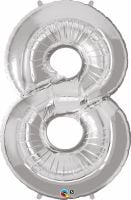 34" Silver Number 8 Balloon