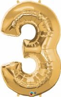 34" Gold Number 3 Balloon