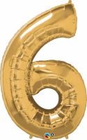 34" Gold Number 6 Balloon