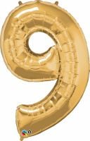 34" Gold Number 9 Balloon