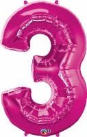 34" Magenta Number 3 Balloon