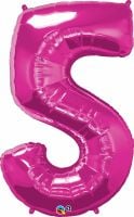 34" Magenta Number 5 Balloon