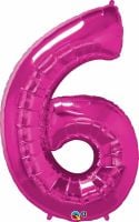 34" Magenta Number 6 Balloon