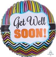 18" Get Well Stripe and Chevron Balloon