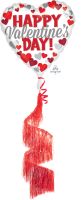 Coil Tail Airwalkers Red and Silver Happy Valentines Day Balloon