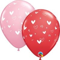 11" Hearts and Speckles (50pcs) Balloons