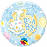 09" Its A Boy Soft Giraffe Balloon